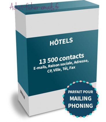 Fichier e-mails Hotels qualifiés 2016